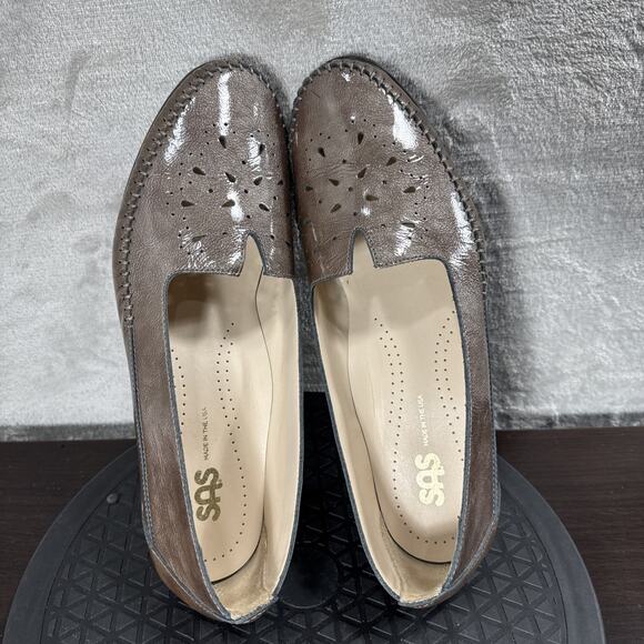 SAS Perforated Portobello Bronze Leather Slip On Heels Shoes Womens Size 10M - Picture 5 of 11